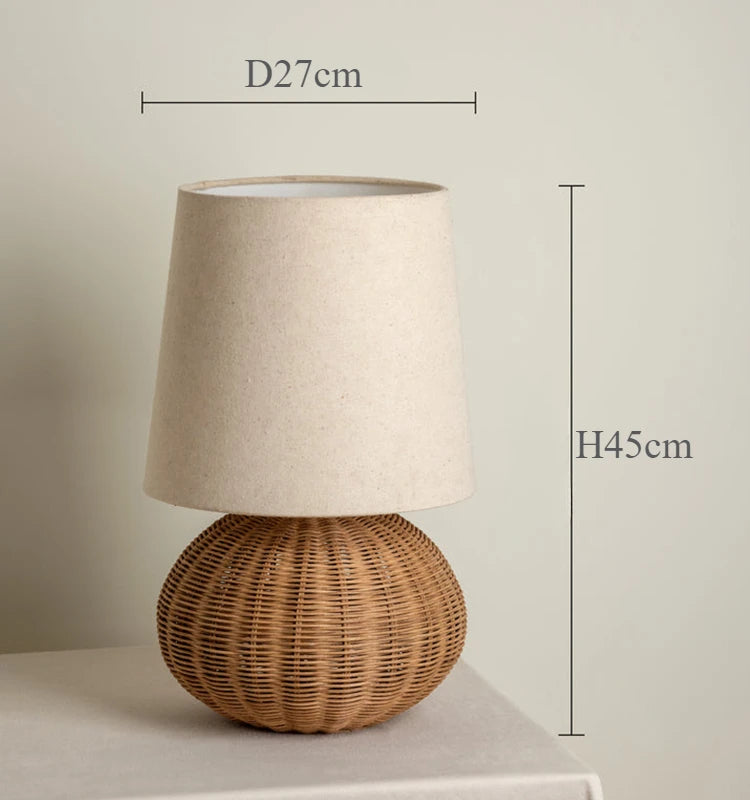 Luminaria de Mesa Avnae - Rattan e Linho - cabeceira japandi