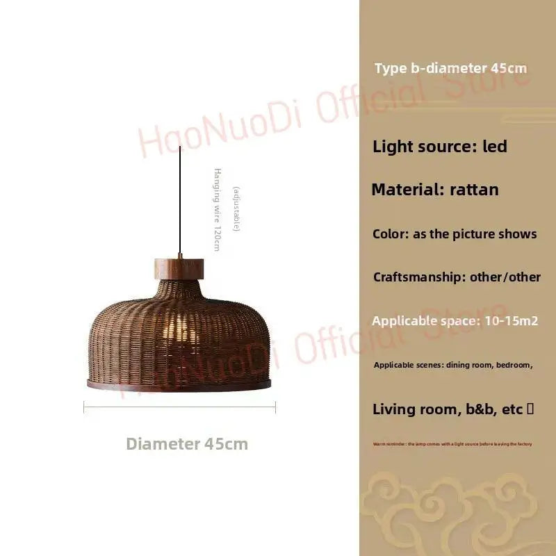 Lustre Artesanal Rattan Cúpula Retrô