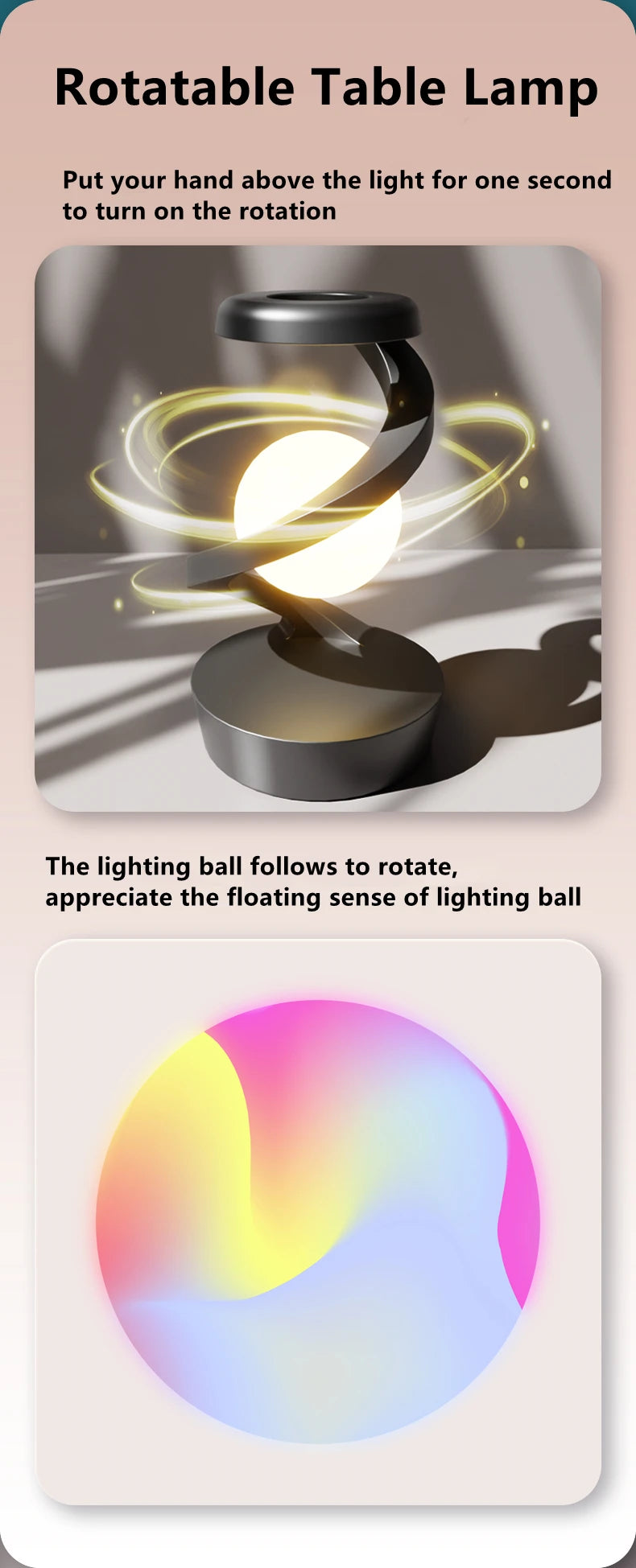 Luminária de Mesa Flutuante com Carregador Sem Fio 15W e RGB