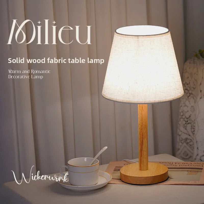 Luminaria de Mesa Avtaara - Madeira Nogueira e Linho - escritorio organico moderno