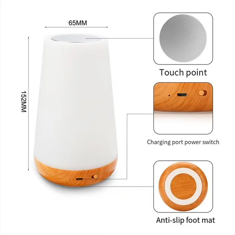 Luminária Noturna Recarregável 13 Cores Touch Bebê Portátil
