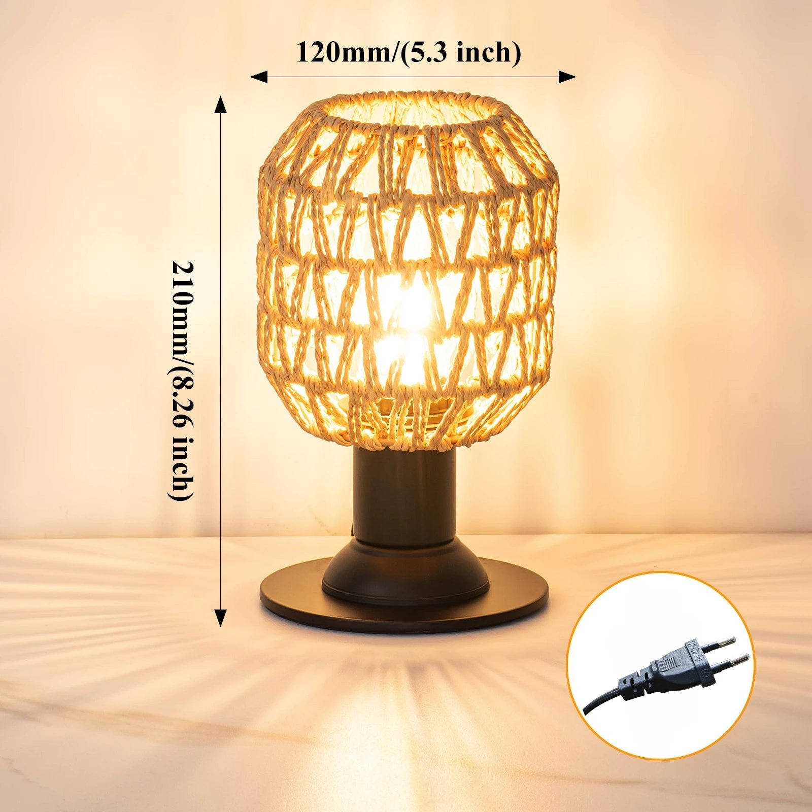 Luminaria de Mesa Avleara - Linho e Metal Escovado - escritorio boho natural