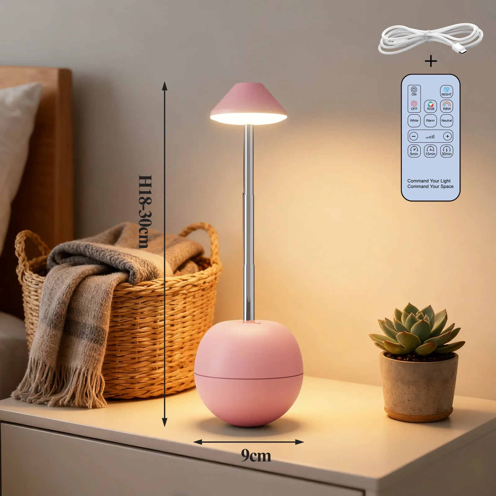 Luminária de Mesa LED Recarregável Decorativa com Controle Remoto