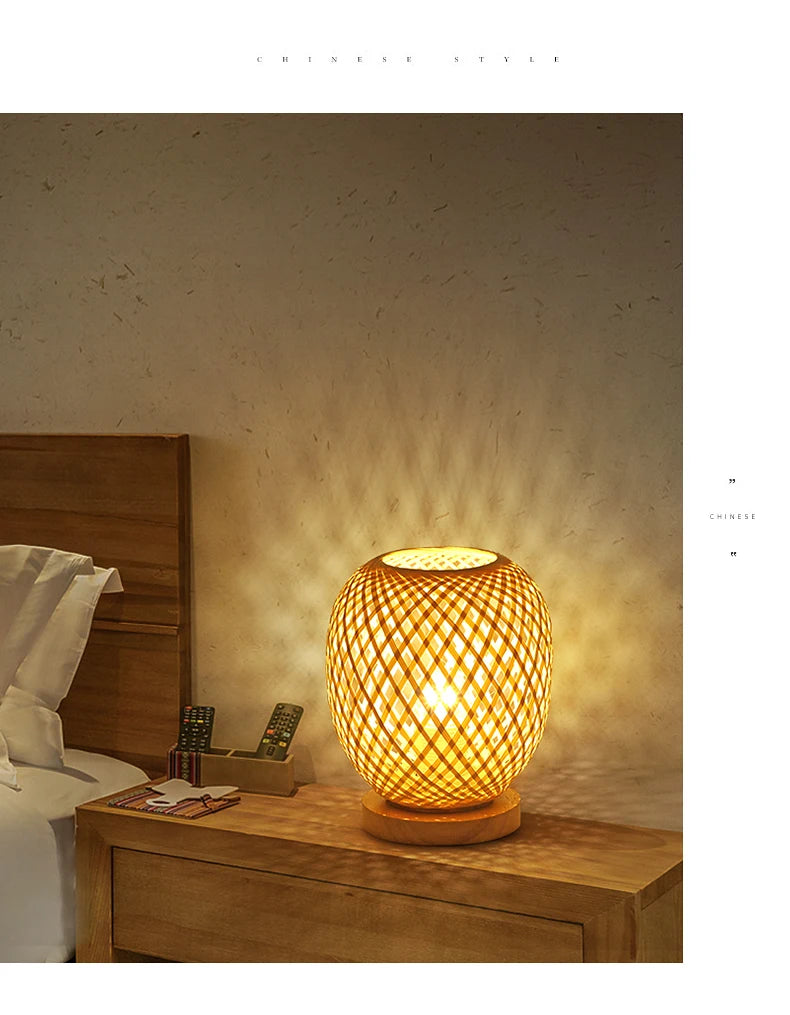Luminaria de Mesa Avroa - Bambu e Linho - mesa lateral japandi