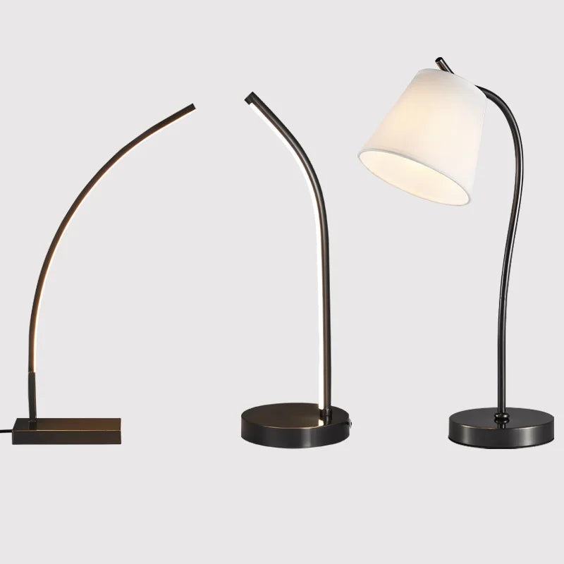 Luminária de Mesa Cobre Real com Cúpula Tecido LED – Quarto e Sala