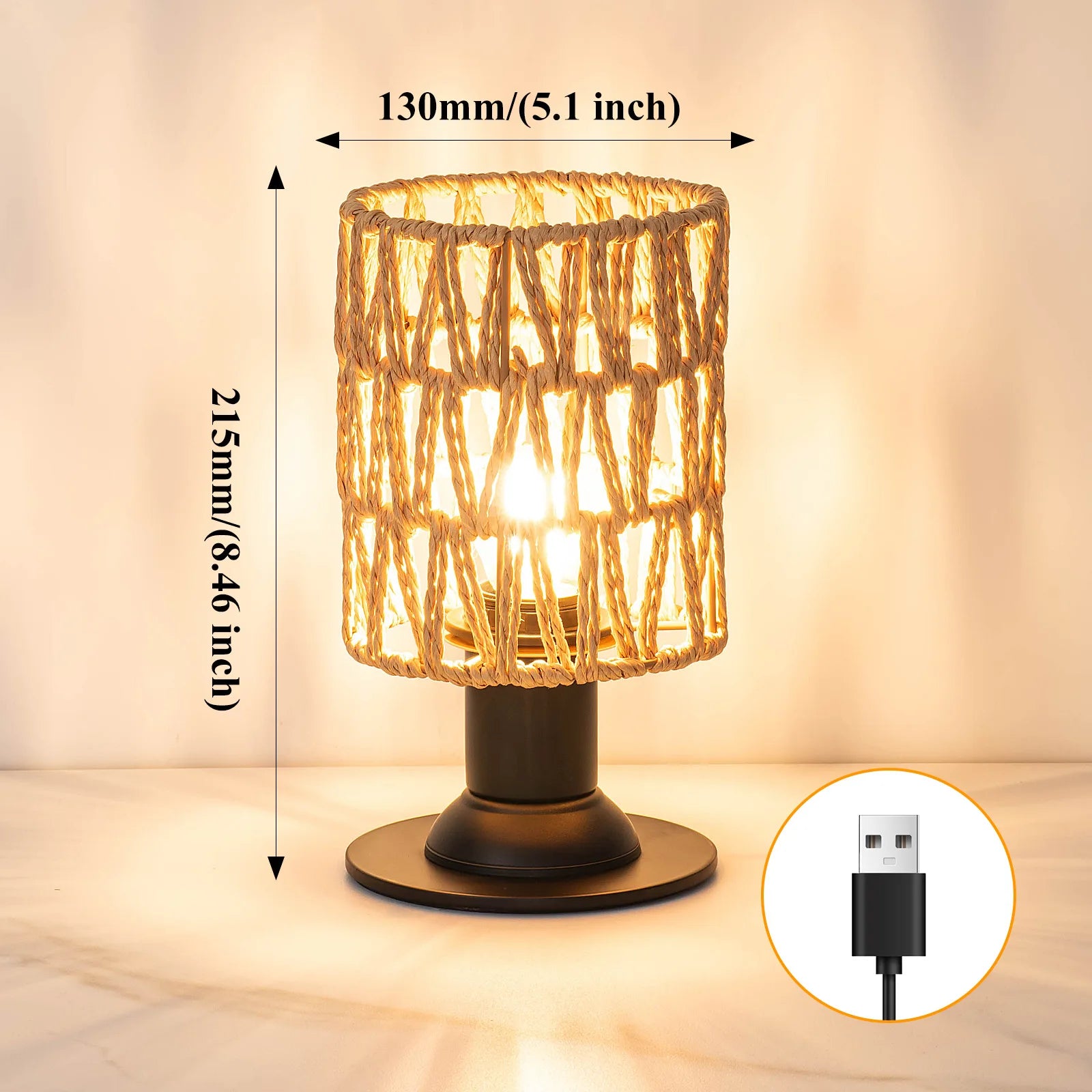 Luminaria de Mesa Avleara - Linho e Metal Escovado - escritorio boho natural