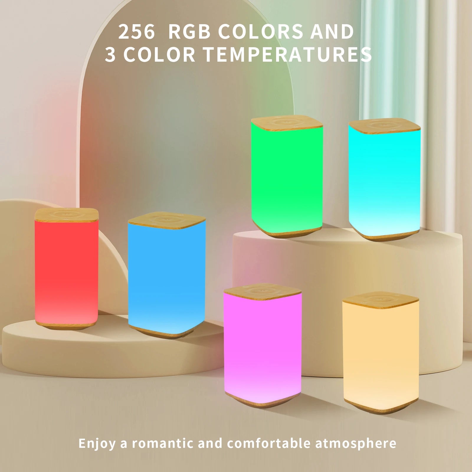 Luminária Touch Recarregável RGB Controle Remoto Timer