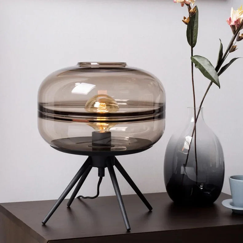 Luminária Vidro Metal Nórdica Sofá Sala Quarto Pós-Moderna