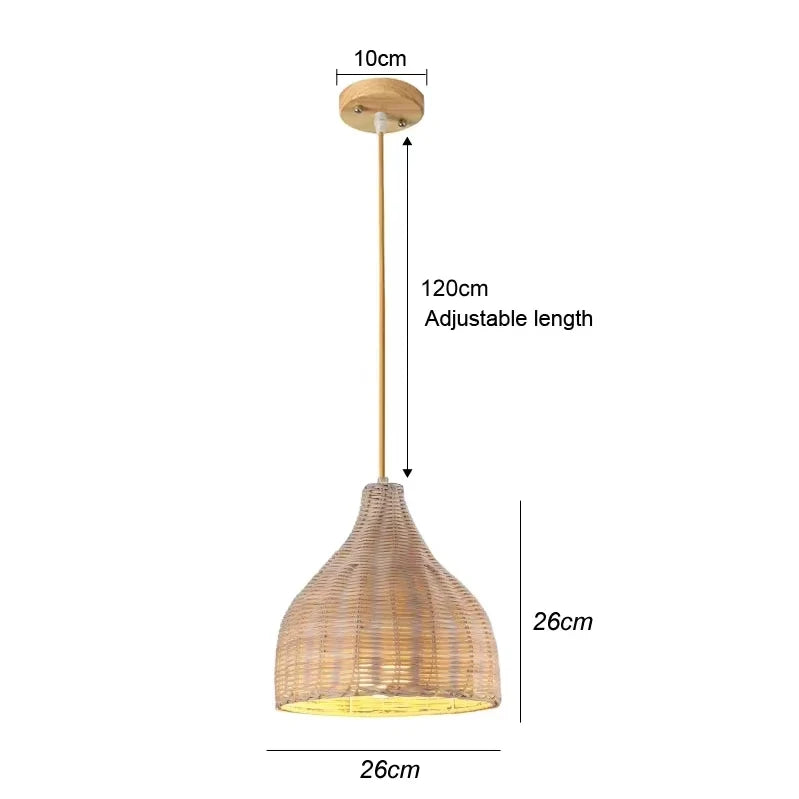 Lustre Boho de Bambu com Design de Folha para Restaurante e Café