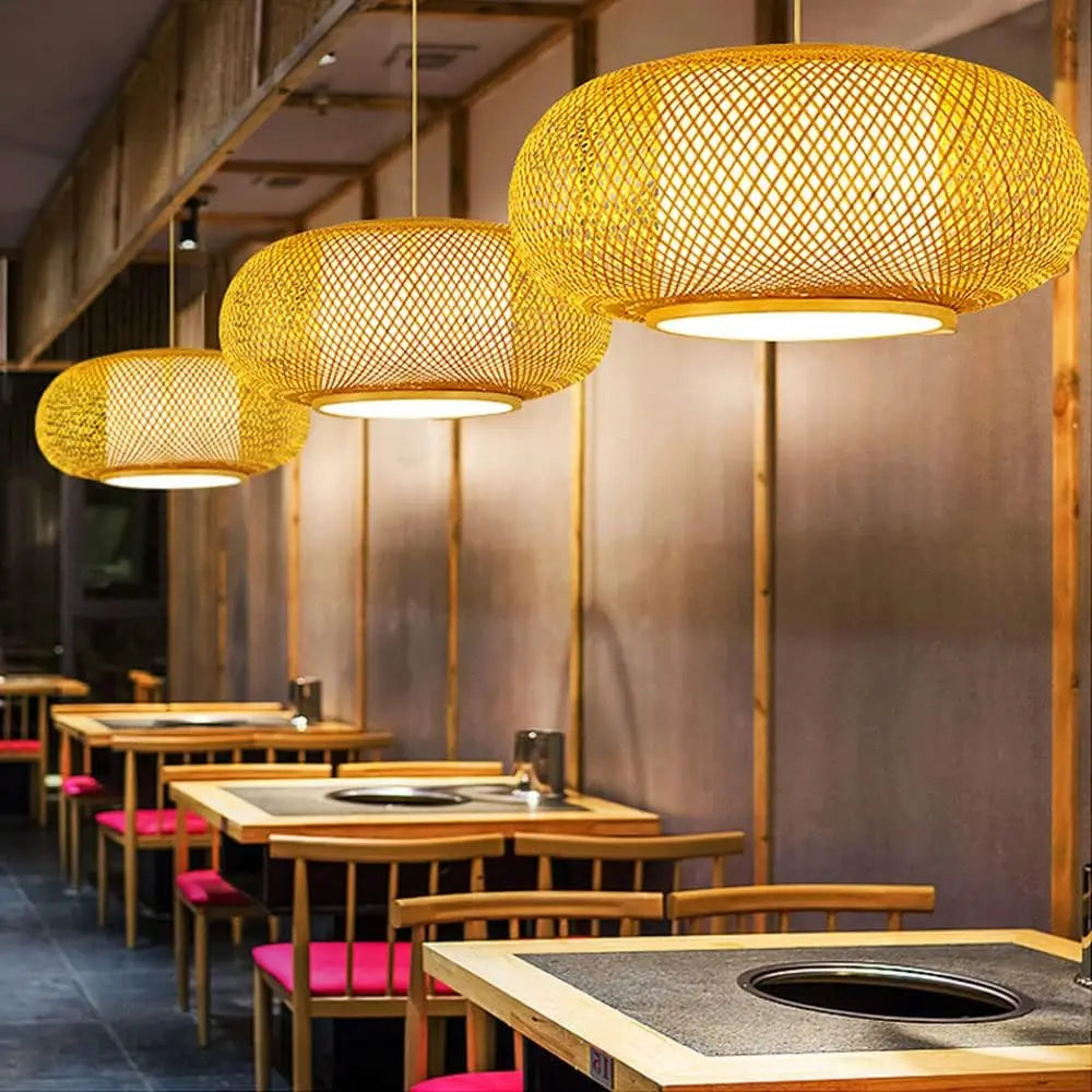 Lustre Artesanal em Bambu Trançado E27