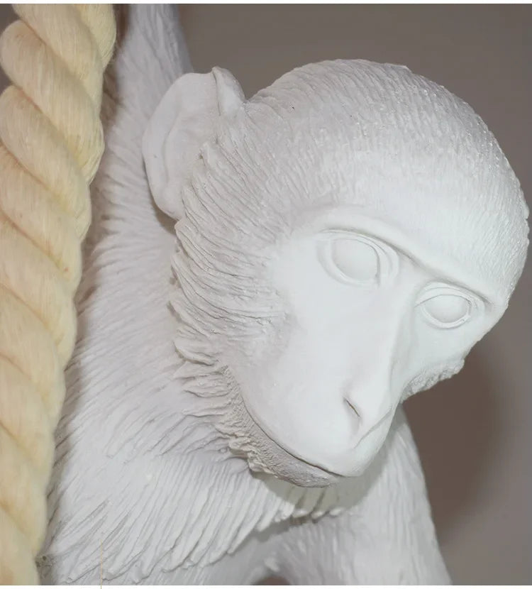 Pendente Nórdico Retrô Corda de Cânhamo Macaco Resina – Quarto e Sala