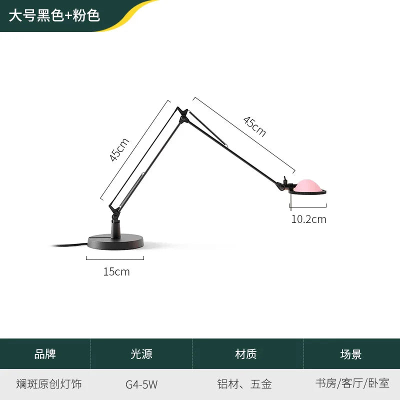 Luminária de Mesa Industrial Braço Articulado Vidro e Alumínio G4 LED
