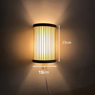 Lustre Lanterna de Bambu Trançado à Mão Retrô
