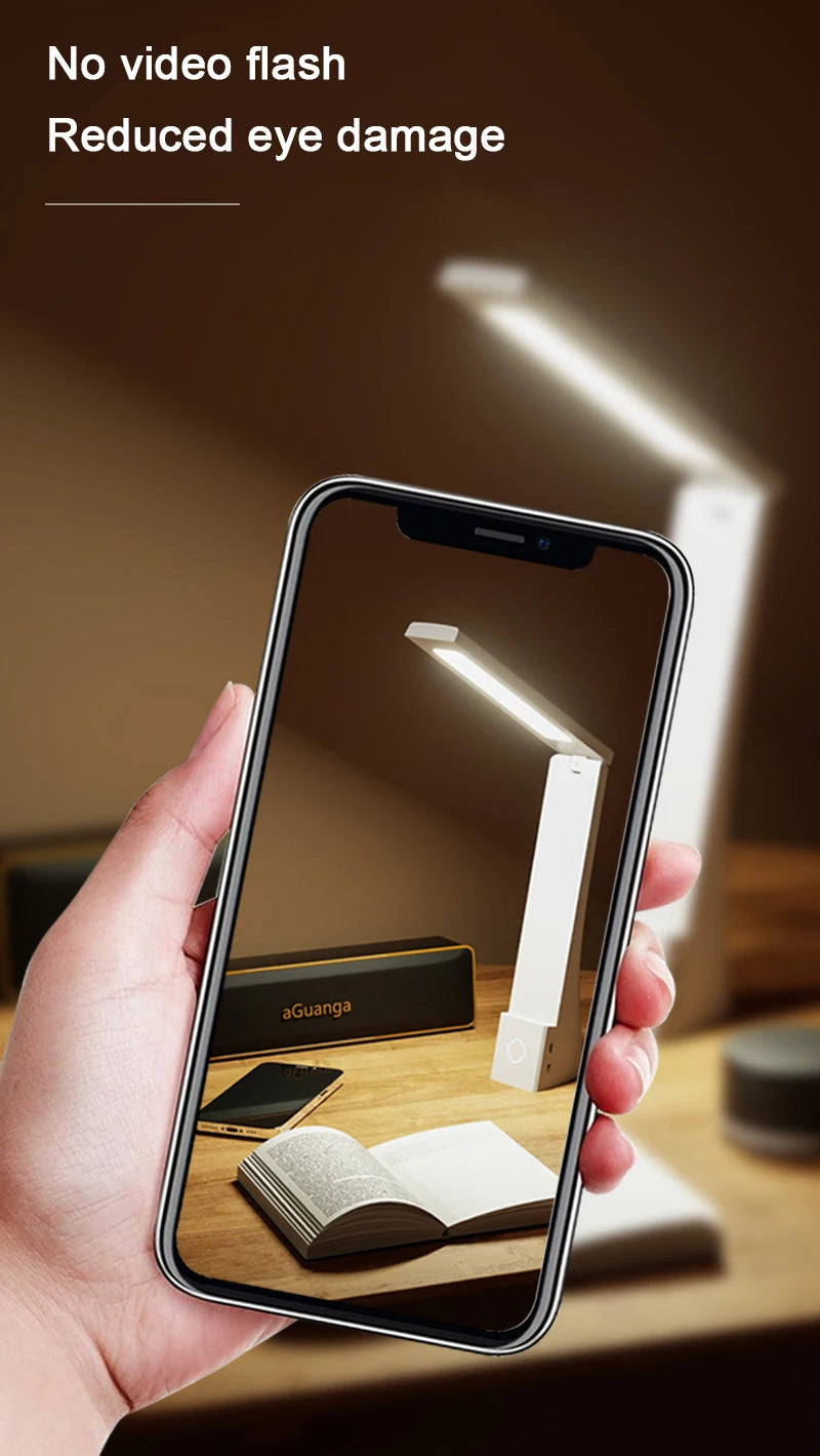 Luminária de Mesa LED Dobrável Recarregável – Proteção Ocular para Estudos
