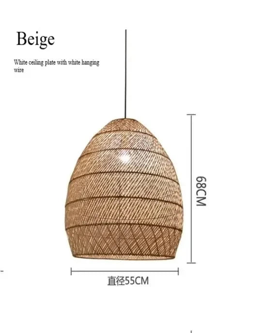 Pendente Elroa - Rattan e Linho - hall boho natural
