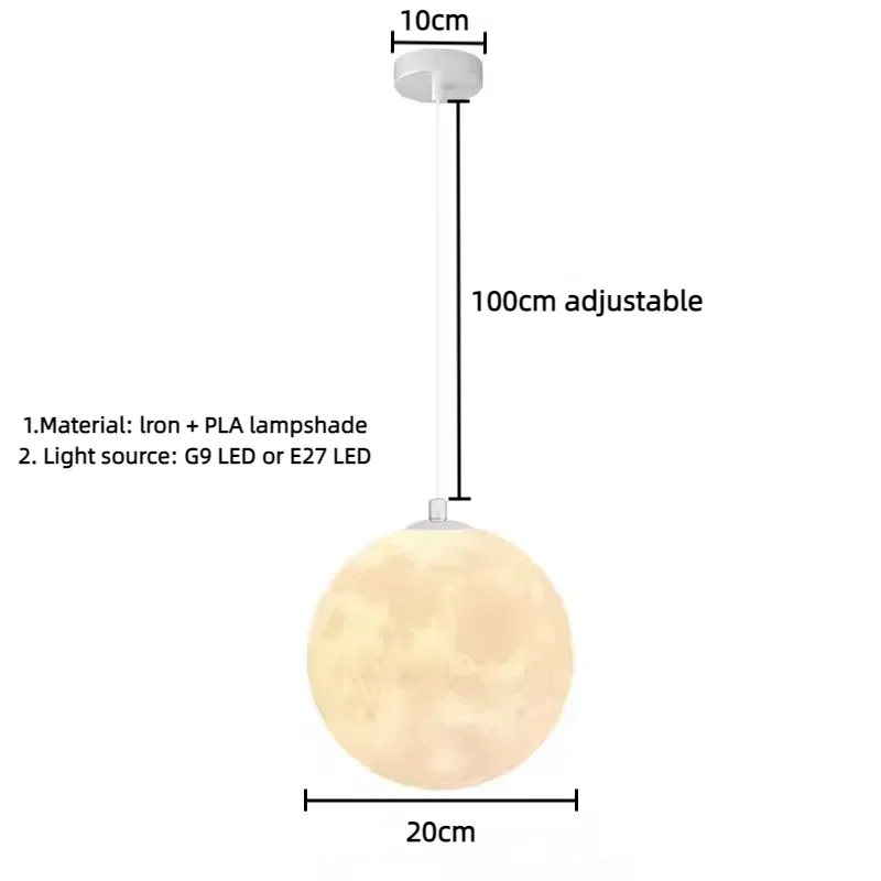 Pendente Lua Nórdico LED E27