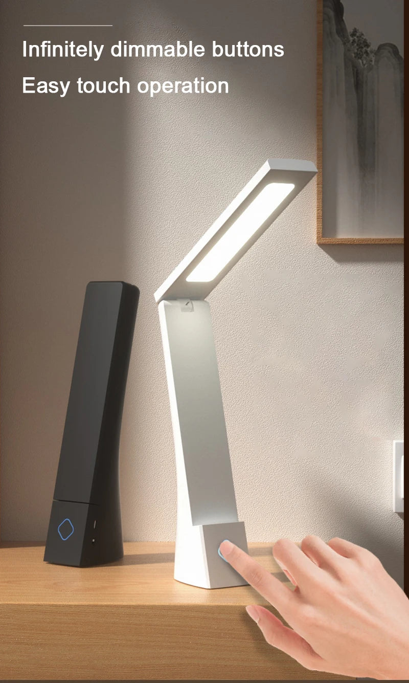 Luminária de Mesa LED Dobrável Recarregável – Proteção Ocular para Estudos