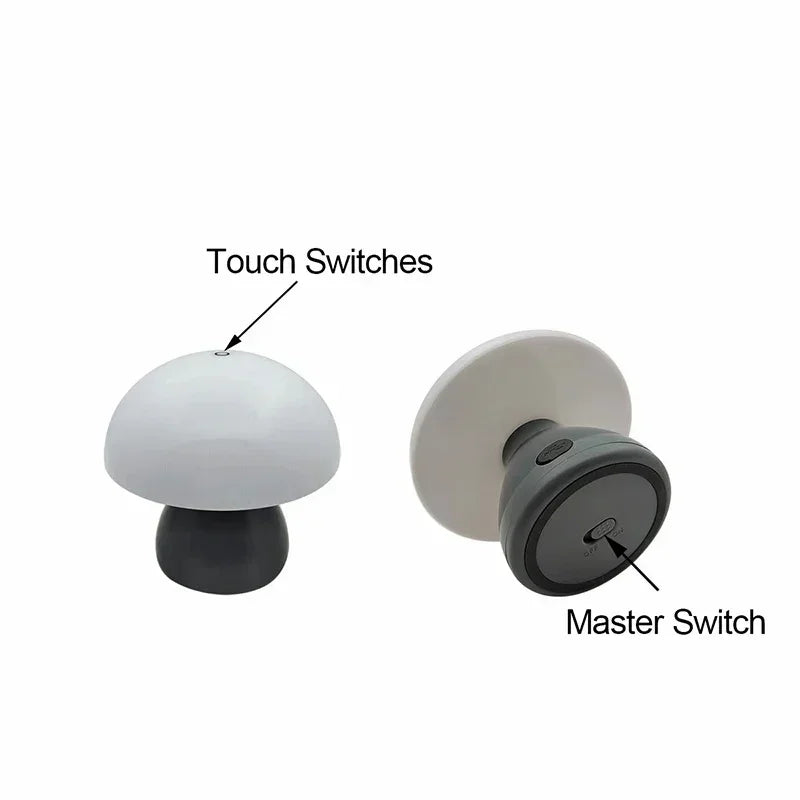 Luminária Cogumelo LED Touch Dimmer USB Recarregável