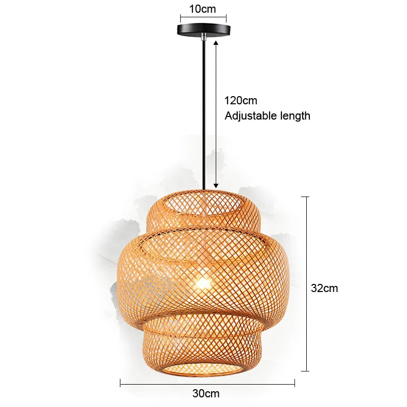 Pendente Eldiina - Rattan e Bambu - bancada gourmet boho natural