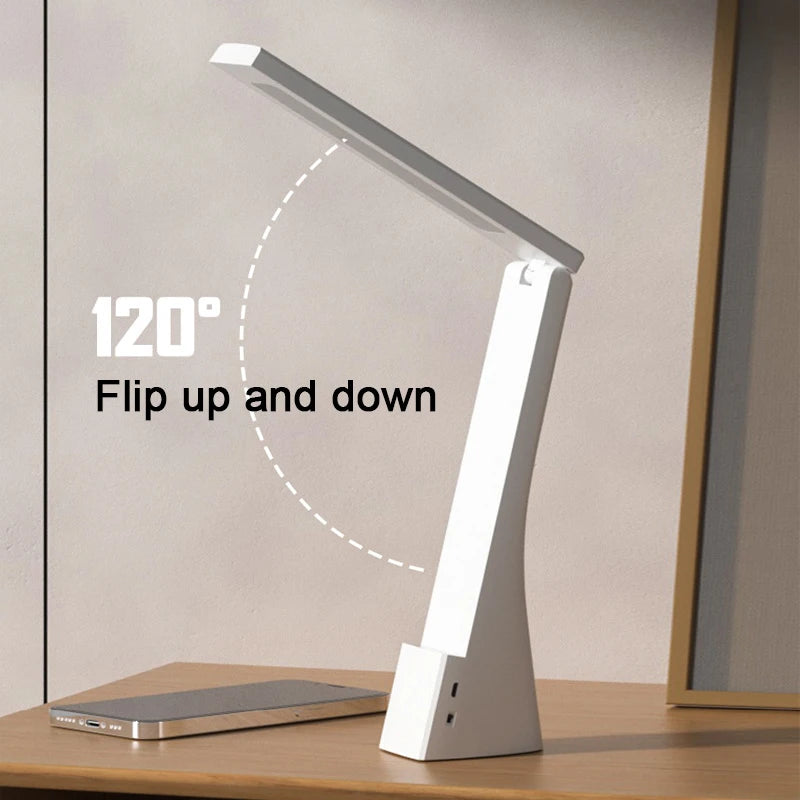 Luminária de Mesa LED Dobrável Recarregável – Proteção Ocular para Estudos