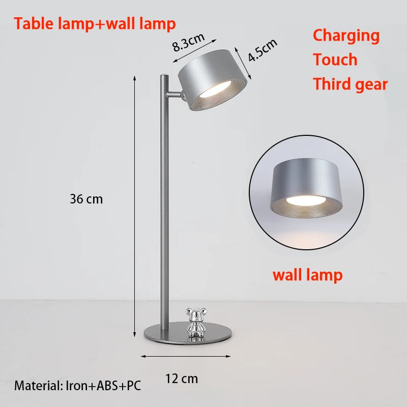 Luminária de Mesa Magnética Recarregável Giratória – Para Estudo e Parede