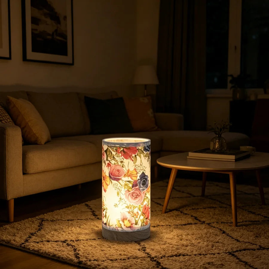 Luminária Madeira Rosa Abajur Tecido USB Cabeceira Criativa
