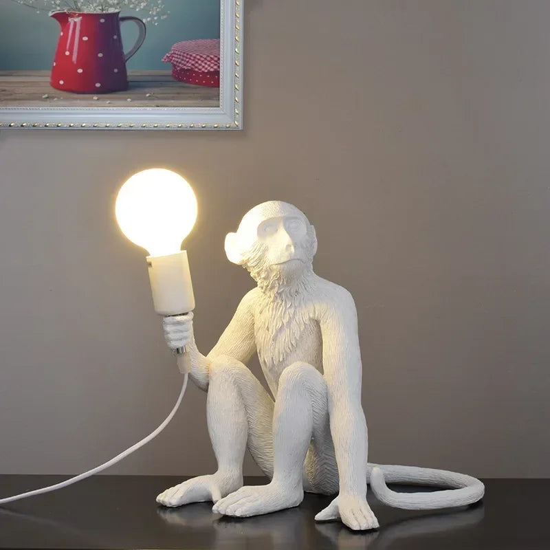 Pendente Nórdico Retrô Corda de Cânhamo Macaco Resina – Quarto e Sala