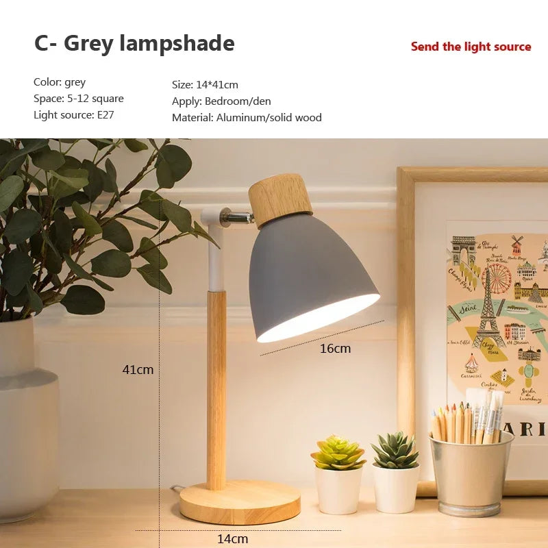 Luminária de Mesa Madeira Nórdica LED Giratória – Leitura e Decoração