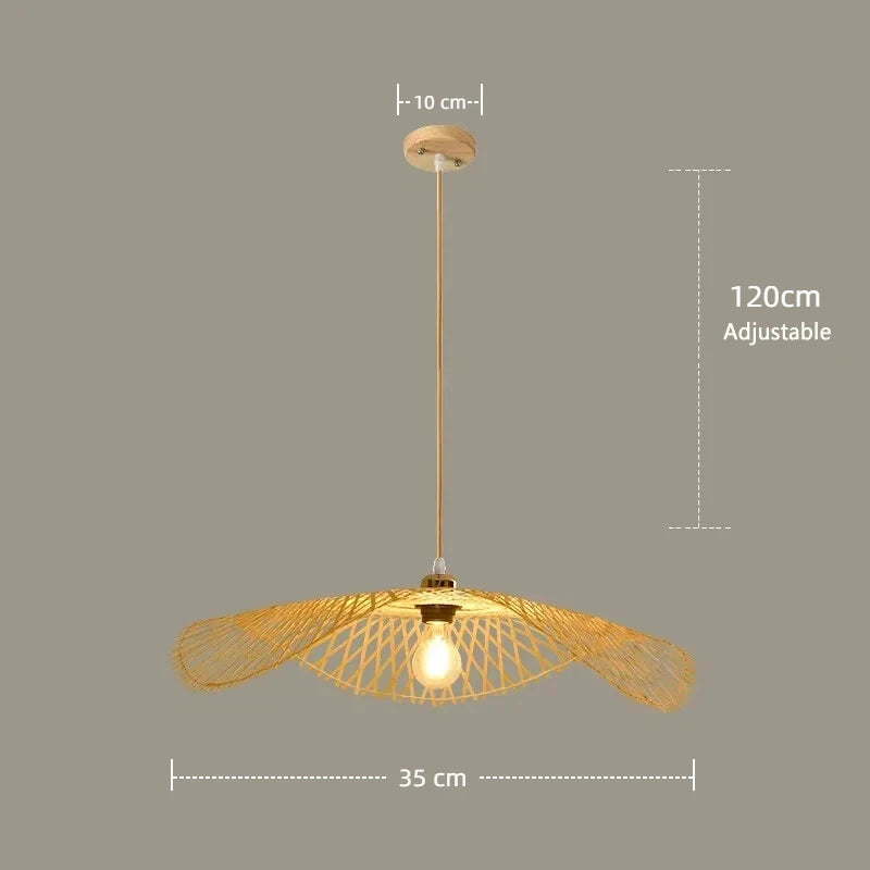 Lustre Boho de Bambu com Design de Folha para Restaurante e Café
