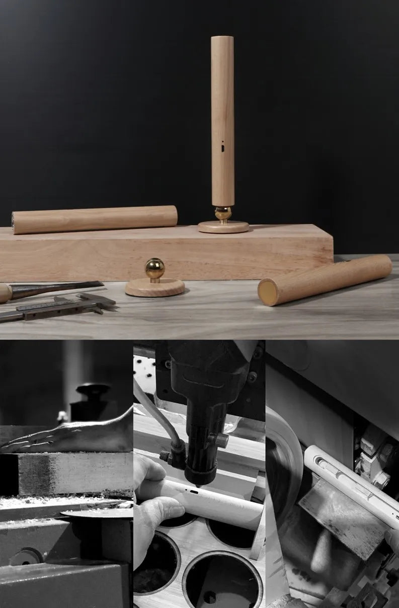 Luminária de Parede Madeira Magnética Girátória 360° USB – Quarto e Sala