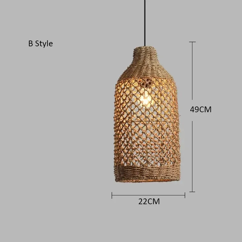 Pendente Elroe - Rattan e Bambu - quarto japandi