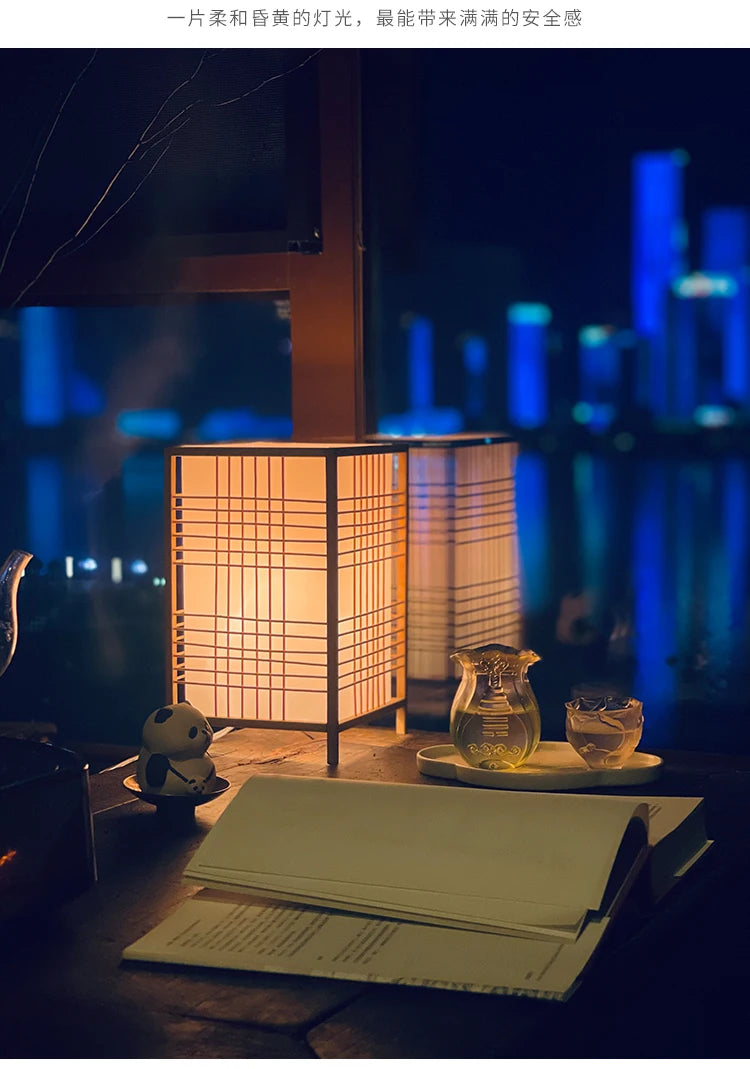 Luminaria de Mesa Avroa - Bambu e Linho - mesa lateral japandi