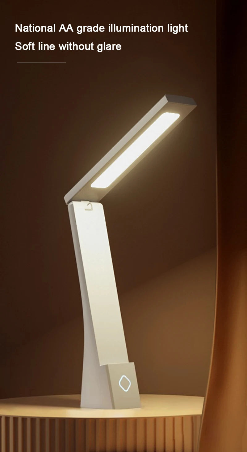 Luminária de Mesa LED Dobrável Recarregável – Proteção Ocular para Estudos