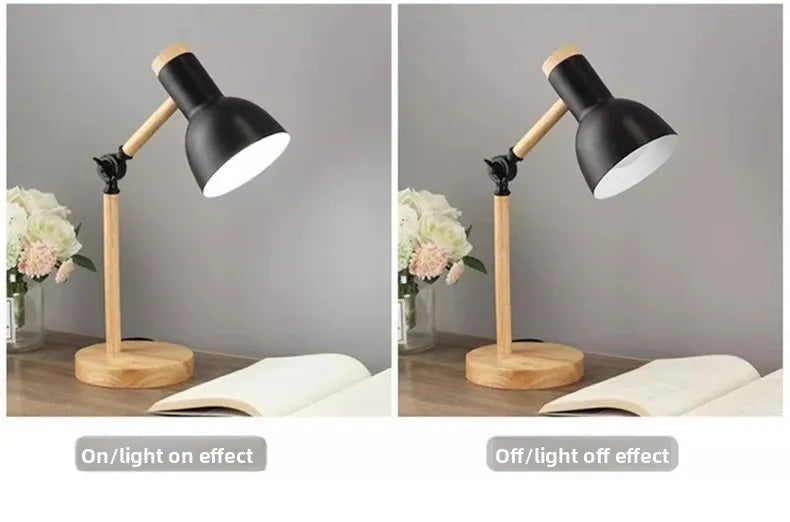 Luminária de Mesa Madeira Nórdica Criativa com LED Giratório – Cabeceira