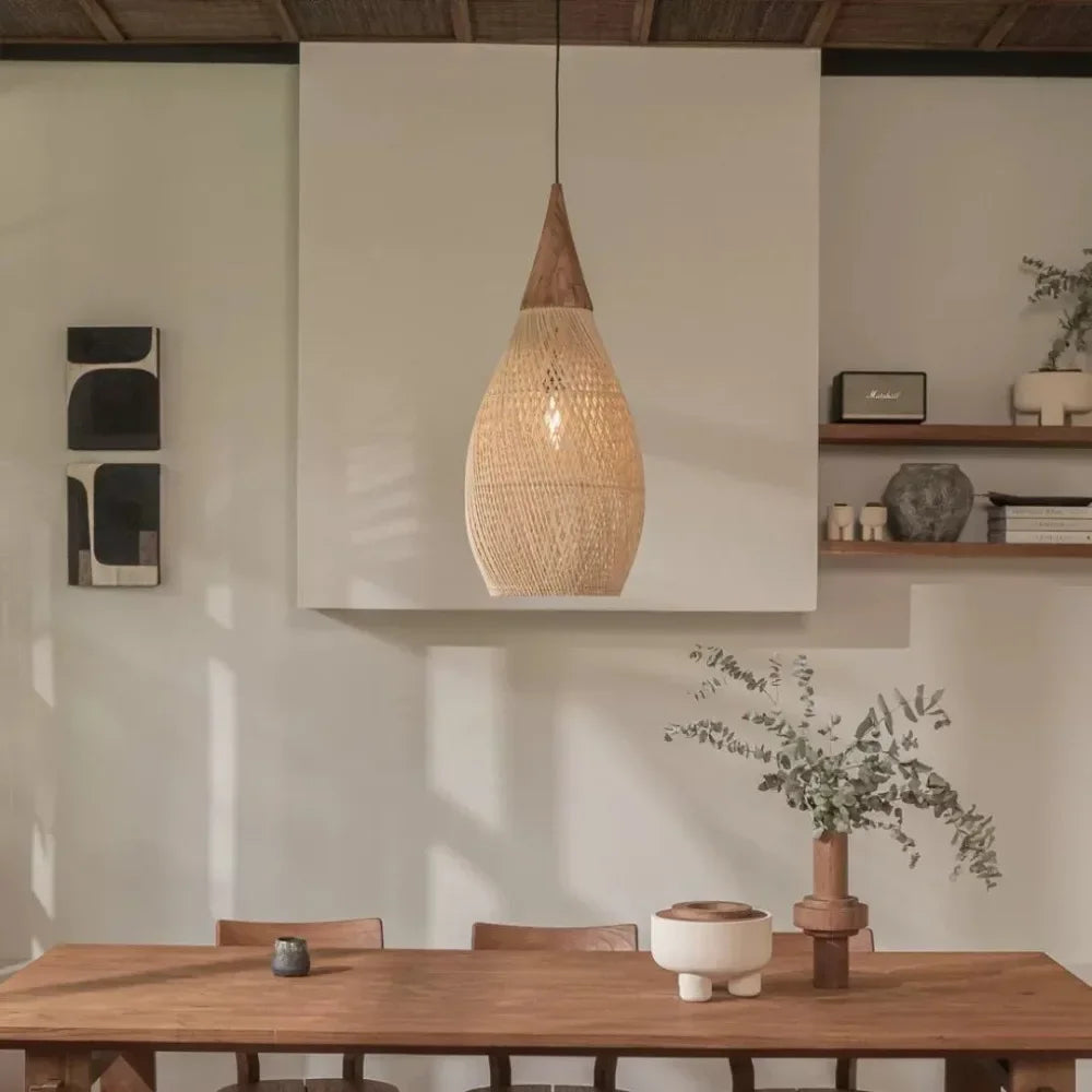 Pendente Eldiira - Rattan Natural - bancada gourmet boho natural
