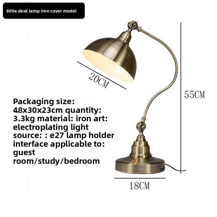 Luminária de Mesa Americana Ferro Forjado Bronze – Sala e Escritório