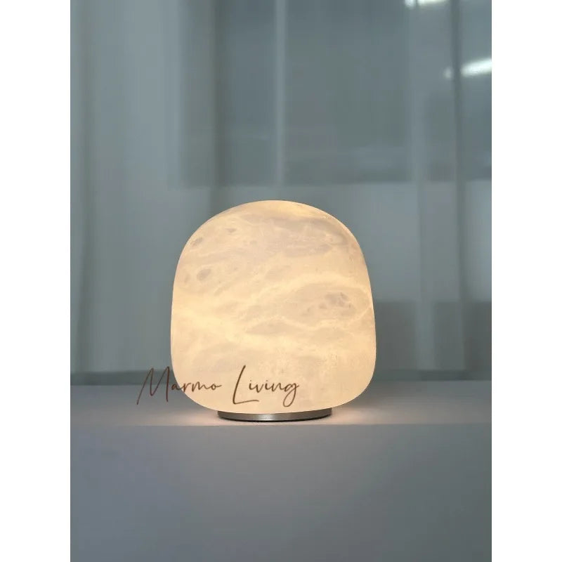Luminária de Mesa em Mármore Natural Recarregável – Sala e Quarto de Luxo