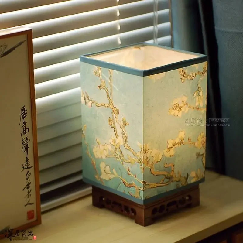 Luminária Madeira Maçiça Quadrada LED Zen Chinesa Dimmer