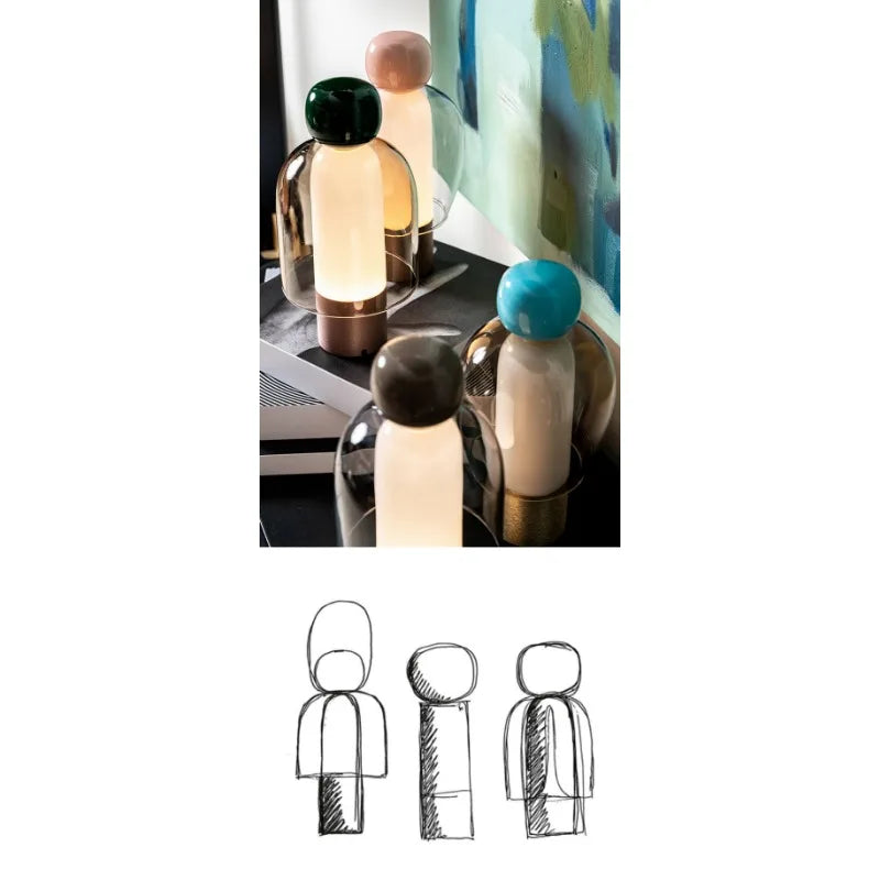 Luminária Vidro LED USB Decorativa Sala Quarto Minimalista