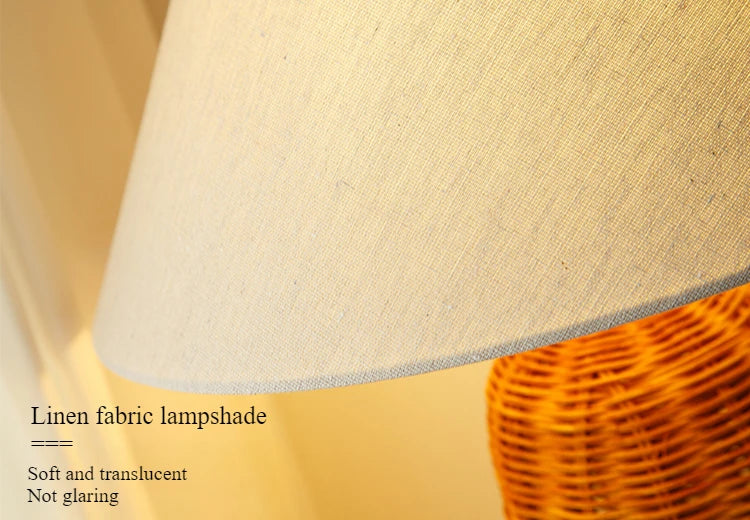 Luminaria de Mesa Avnae - Rattan e Linho - cabeceira japandi