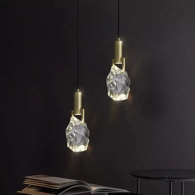 Pendente Elmaina - Metal Escovado e Pedra - bancada gourmet wabi-sabi