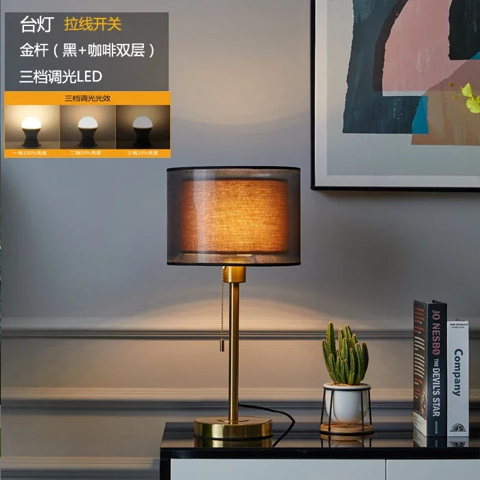 Luminária Mesa Ouro Americana Retrô Nórdica Luxo LED Quarto
