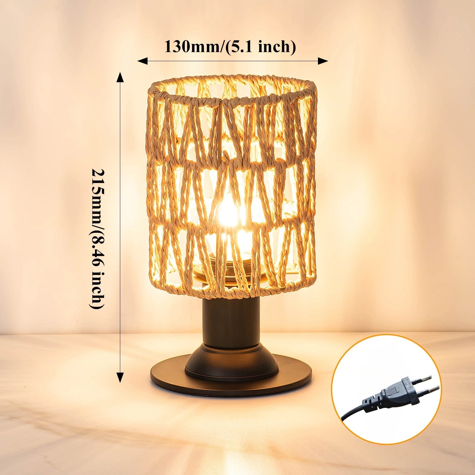 Luminaria de Mesa Avleara - Linho e Metal Escovado - escritorio boho natural