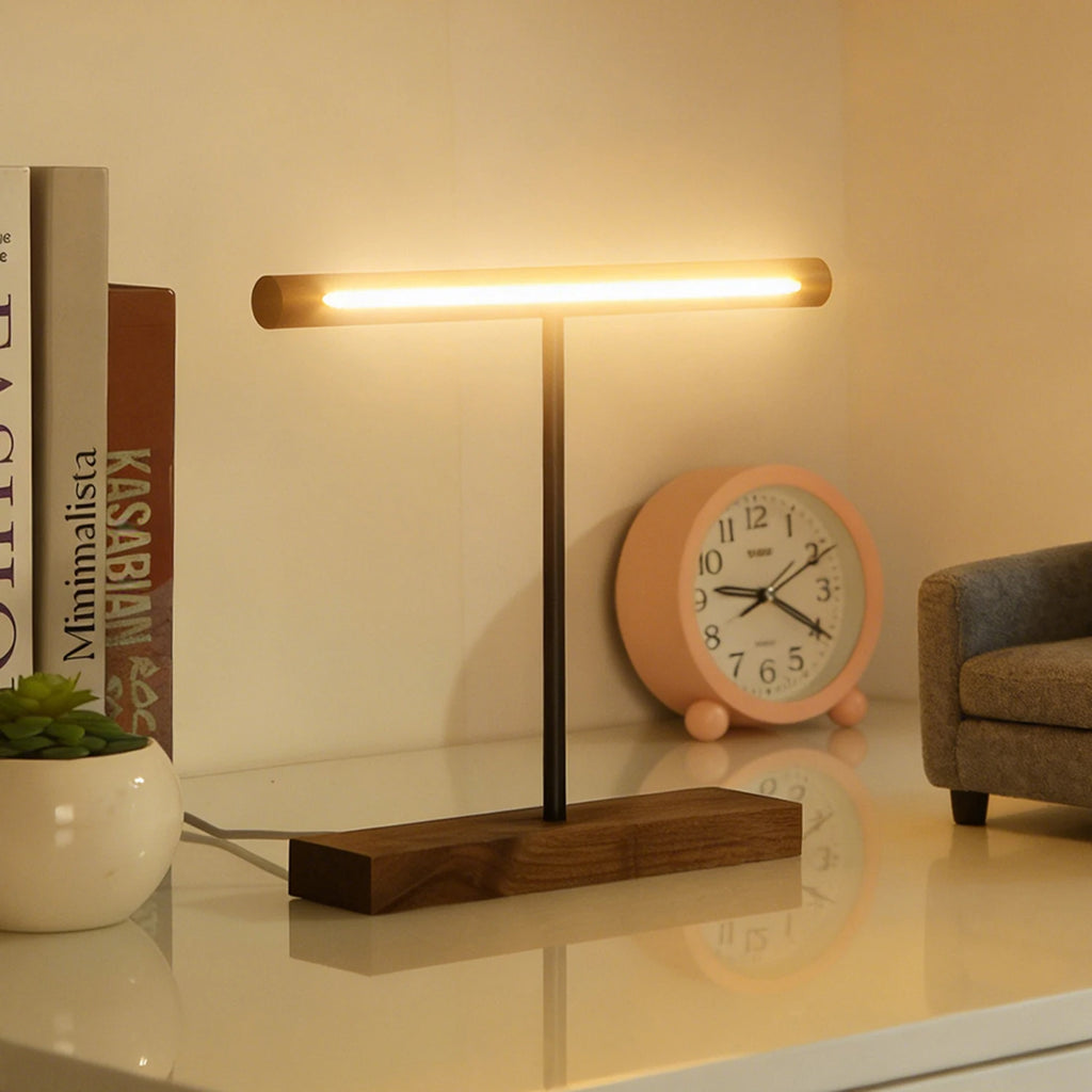 Luminária de Mesa Nogueira COB USB – Luz Ambiente para Quarto