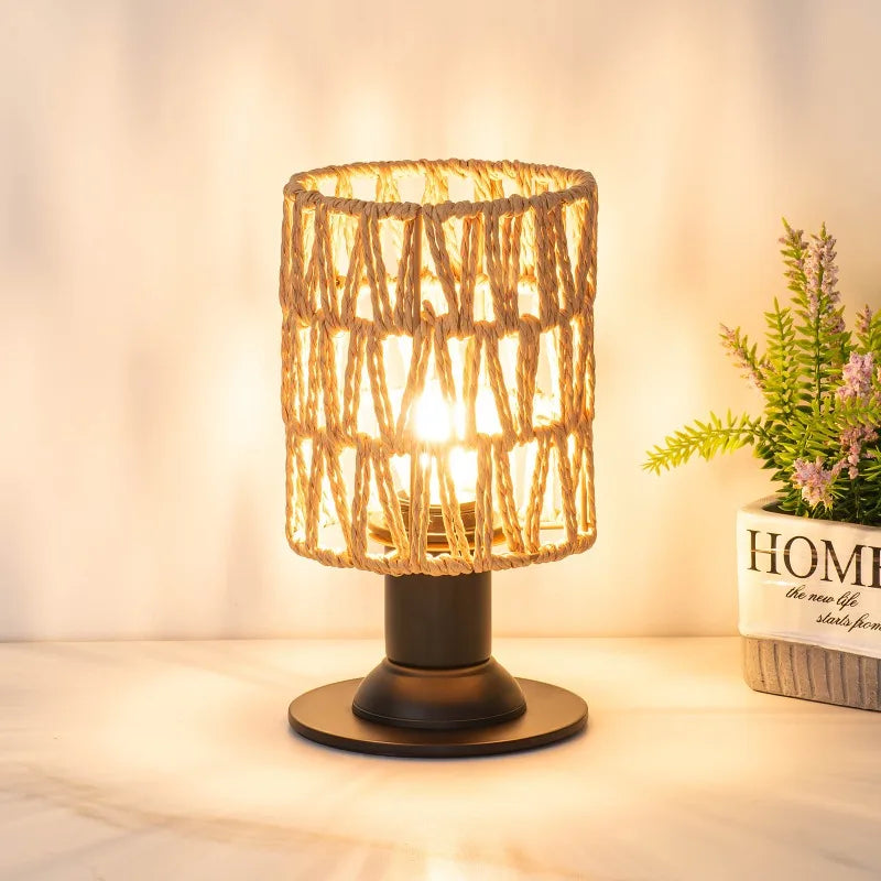 Luminaria de Mesa Avleara - Linho e Metal Escovado - escritorio boho natural