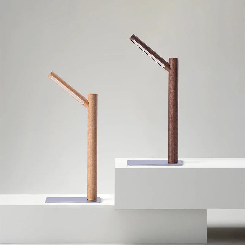 Luminária de Mesa Galhos de Madeira LED 360° – Proteção Ocular Decoração