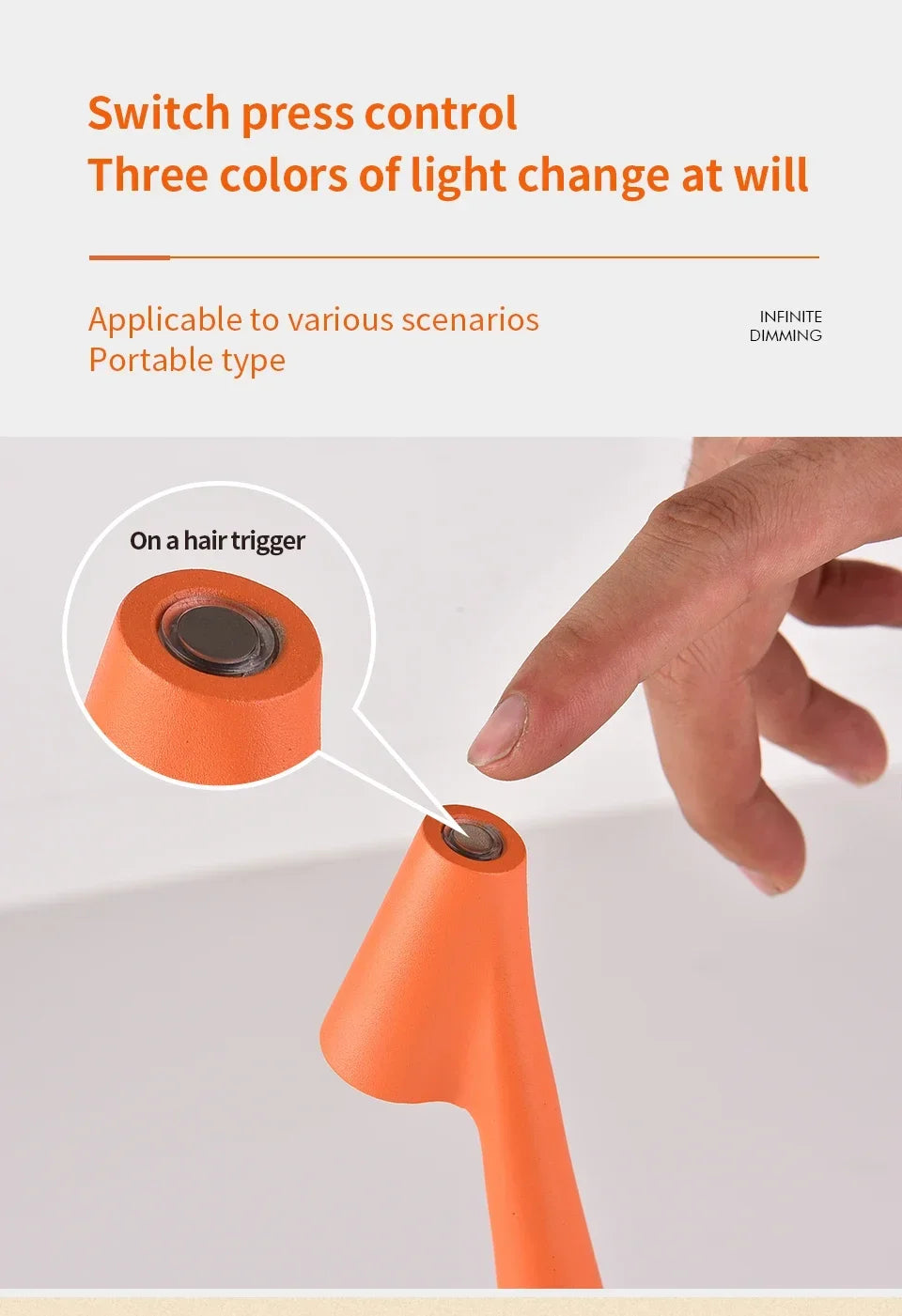 Luminária de Mesa Portátil Metal LED Touch Recarregável – Luz Noturna
