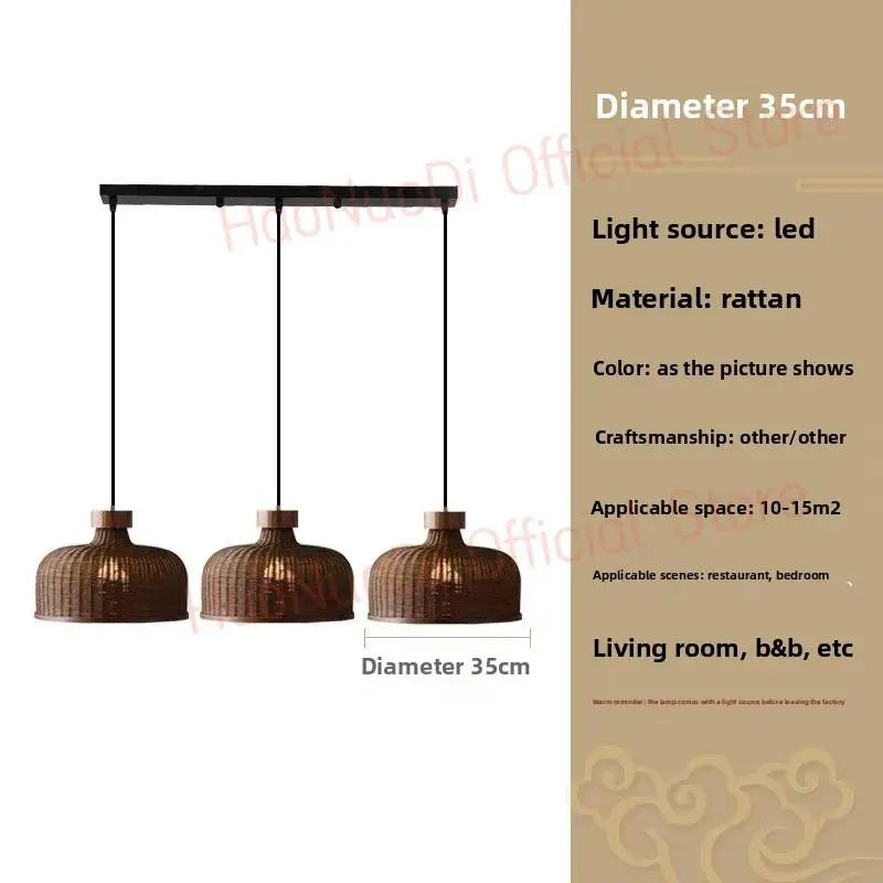 Lustre Artesanal Rattan Cúpula Retrô