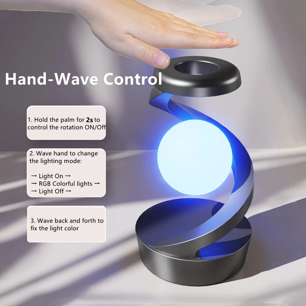 Luminária de Mesa Flutuante com Carregador Sem Fio 15W e RGB