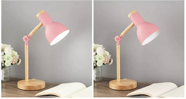 Luminária de Mesa Madeira Nórdica Criativa com LED Giratório – Cabeceira